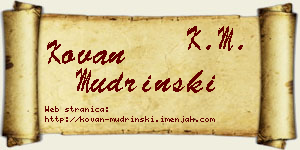 Kovan Mudrinski vizit kartica